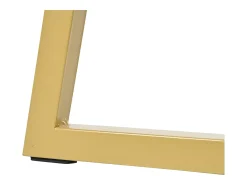 Mesa de comedor redonda para 4 personas en MDF, tapa chapada en mármol blanco, patas de metal dorado.