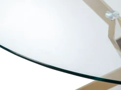 Mesa de comedor redonda para 2 personas de vidrio templado y metal dorado - Transparente - COSIMA