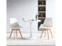 Mesa de comedor redonda romántica blanca 70cm - EGGREE