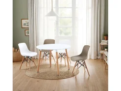 Mesa de comedor redonda Skandia Blanco - Madera de haya