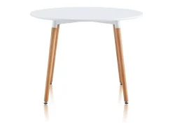 Mesa de comedor redonda Skandia Blanco - Madera de haya