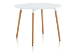 Mesa de comedor redonda Skandia Blanco - Madera de haya