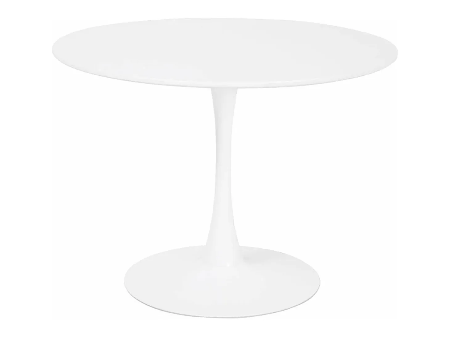 Mesa de comedor redonda TULIPS, diámetro de 100 cm, acabado blanco mate lacado