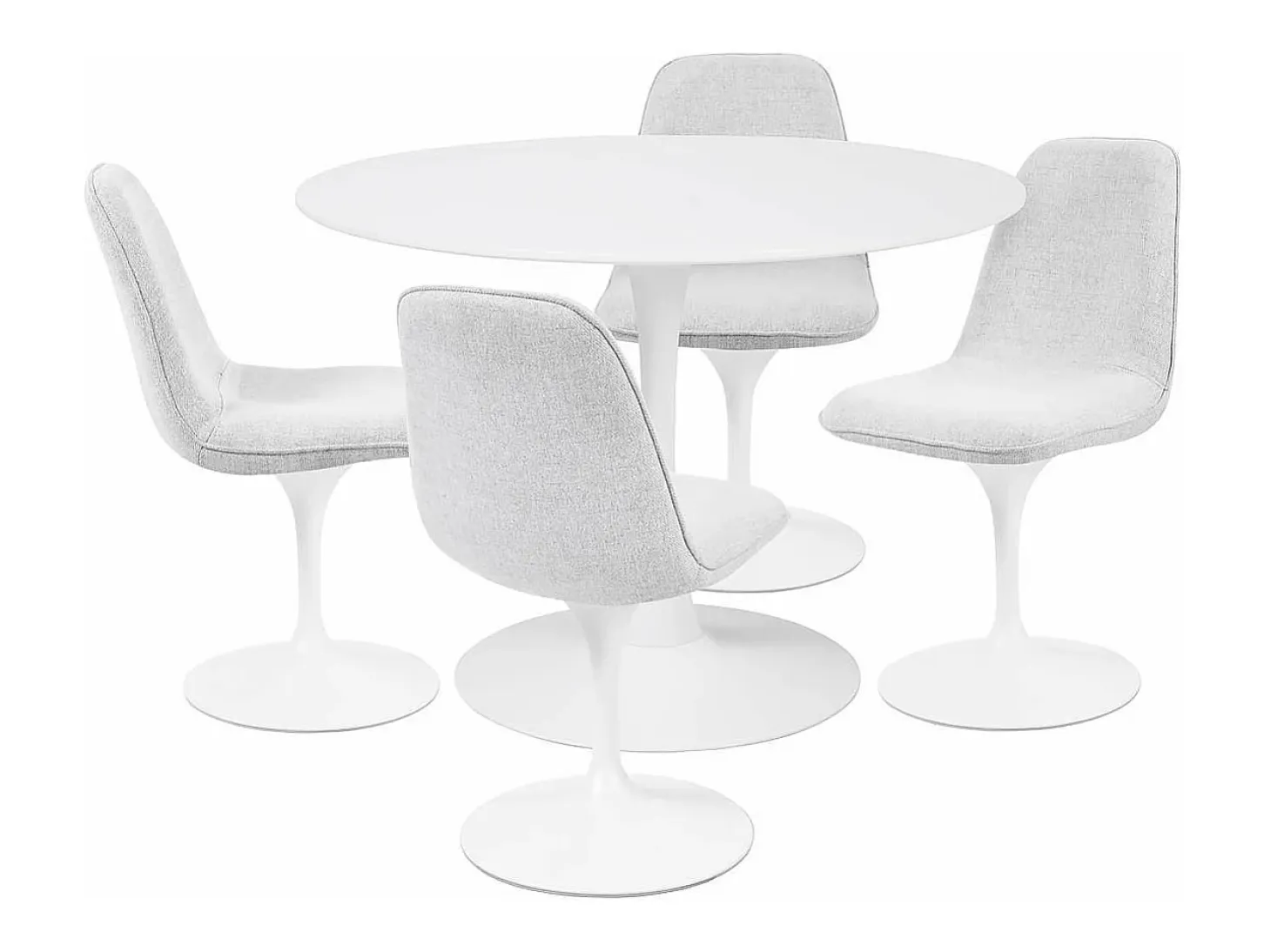 Mesa de comedor redonda TULIPS, diámetro de 100 cm, acabado blanco mate lacado