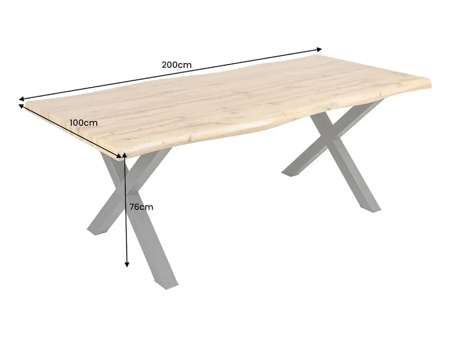 Mesa de comedor RIVET – Rectangular 200 cm – Madera y metal – Estilo industrial