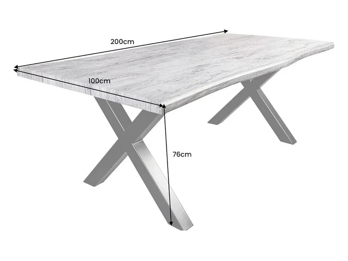 Mesa de comedor RIVET – Rectangular 200 cm – Madera gris y metal negro