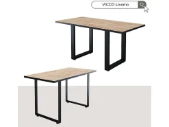 Mesa de comedor roble negro/dorado 160x80x77 livorno