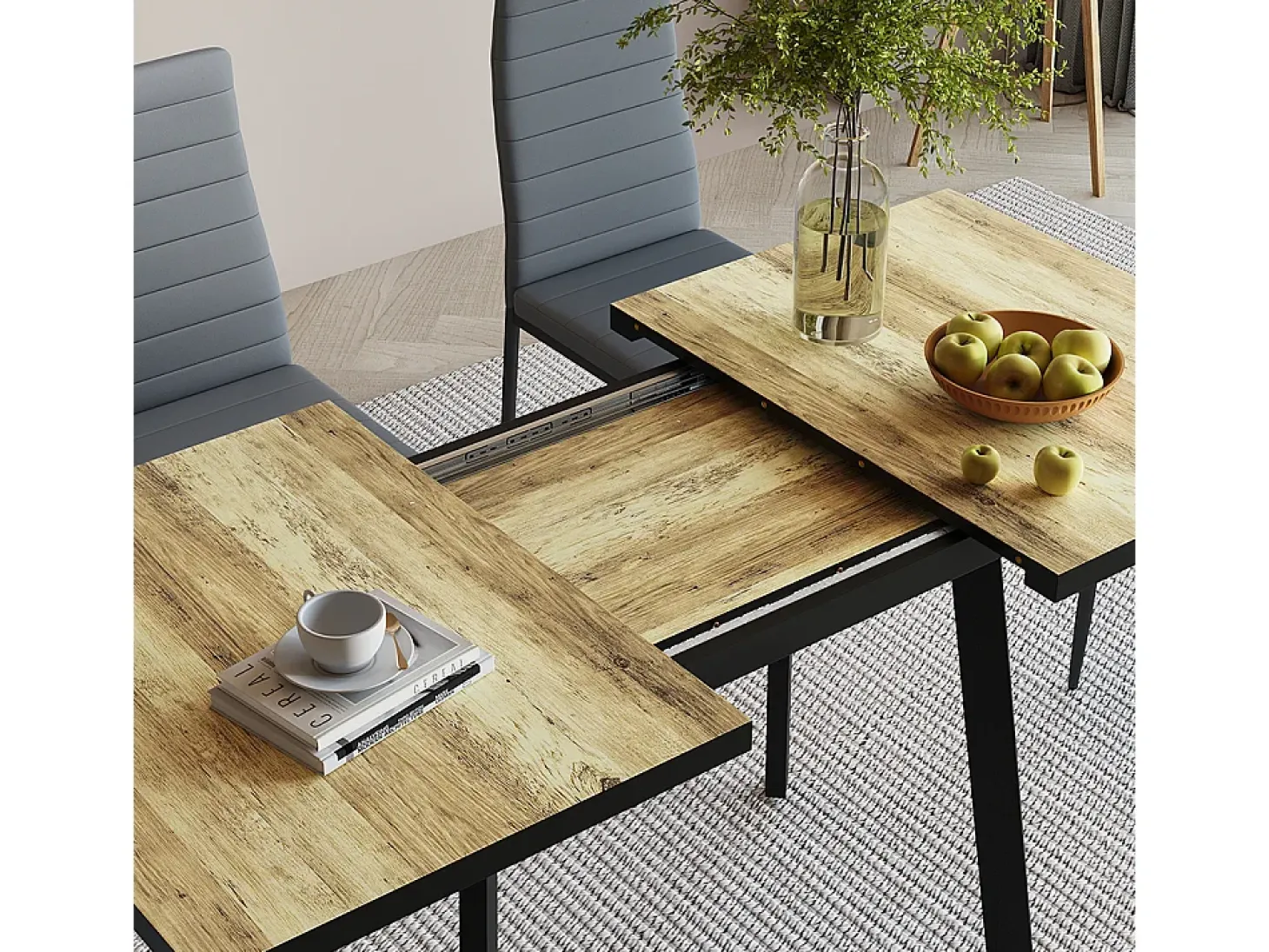 Mesa de comedor roble rústico/negro 160x80x76 tisko