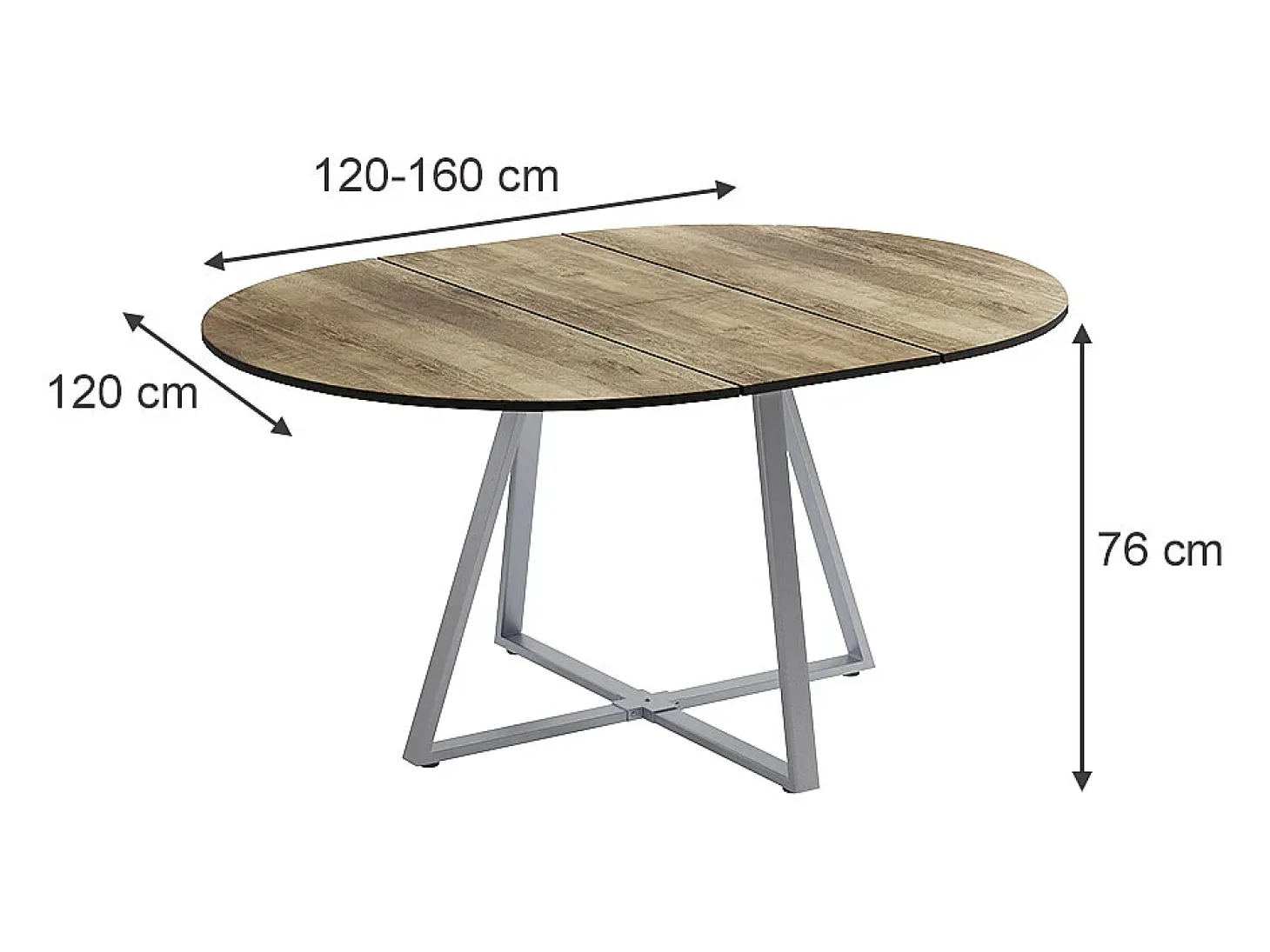 Mesa de comedor roble rústico/gris 120x120x75.8 loyd