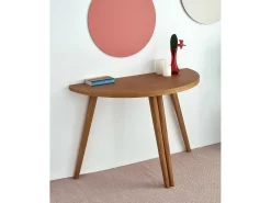 Mesa de comedor semicircular extensible 120 cm Mawi Nogal