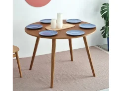 Mesa de comedor semicircular extensible 110 cm Mawi Roble