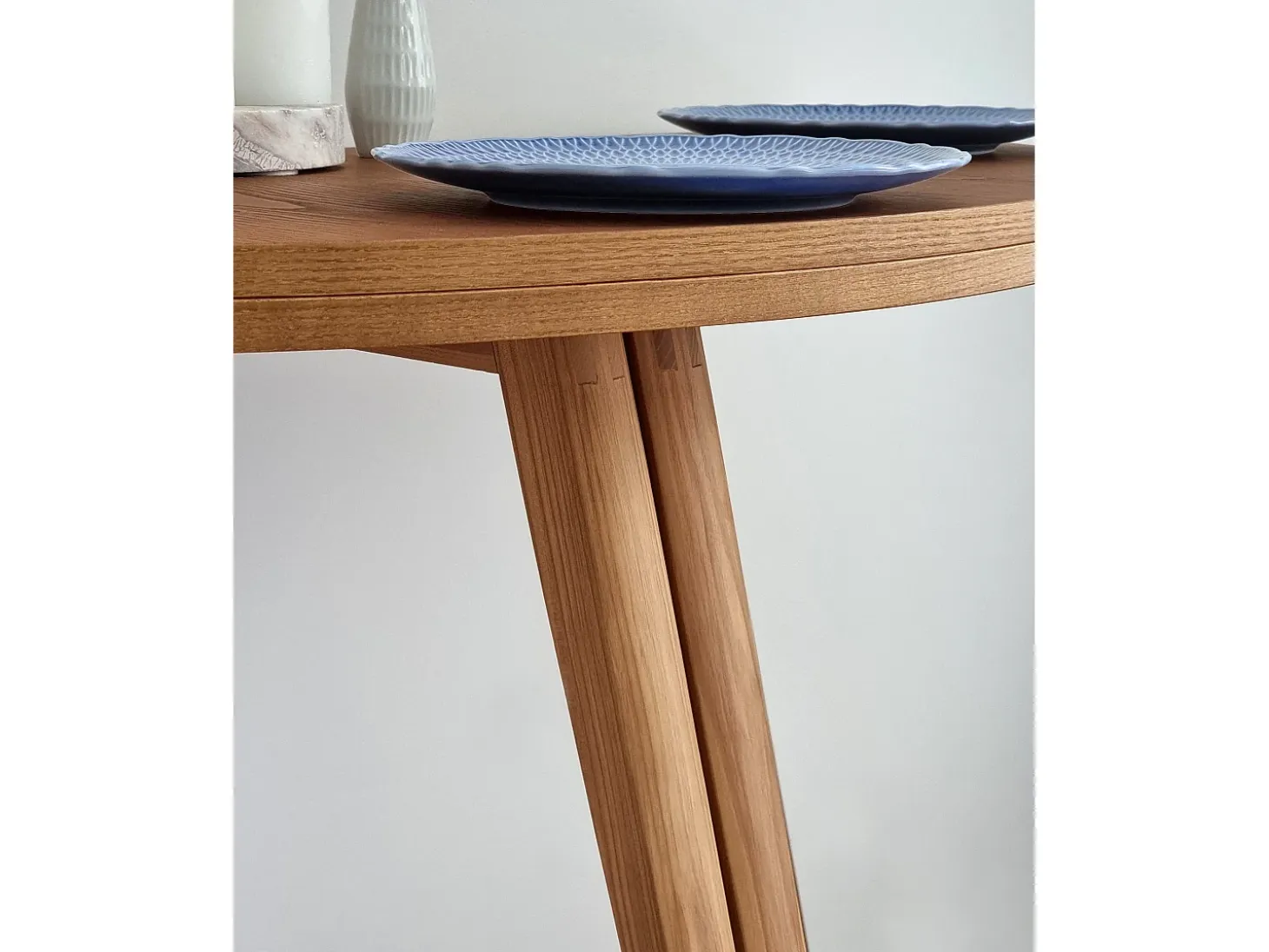 Mesa de comedor semicircular extensible 110 cm Mawi Roble