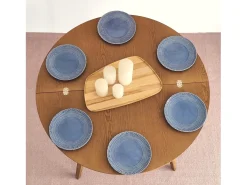 Mesa de comedor semicircular extensible 110 cm Mawi Roble