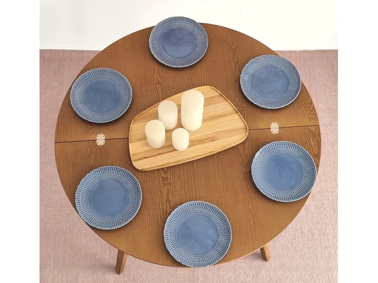Mesa de comedor semicircular extensible 110 cm Mawi Roble