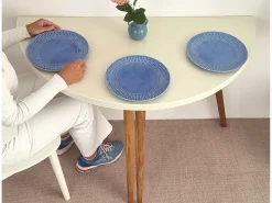 Mesa de comedor semicircular extensible 120 cm Mawi Blanca