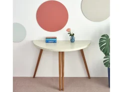 Mesa de comedor semicircular extensible 120 cm Mawi Blanca