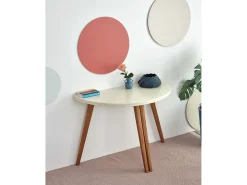 Mesa de comedor semicircular extensible 120 cm Mawi Blanca