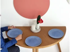 Mesa de comedor semicircular extensible 120 cm Mawi Roble