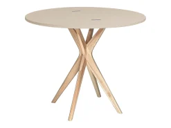 Mesa de comedor semicircular extensible 90 cm Jubi Marrón Beige