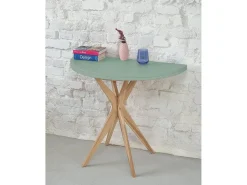 Mesa de comedor semicircular extensible 90 cm Jubi Marrón Beige