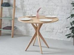 Mesa de comedor semicircular extensible 100 cm Nogal