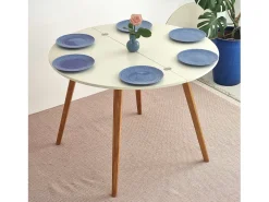 Mesa de comedor semicircular extensible 110 cm Mawi Blanca