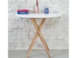 Mesa de comedor semicircular extensible 90 cm Jubi Blanco Tiza