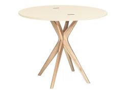 Mesa de comedor semicircular extensible 90 cm Jubi Blanco Tiza