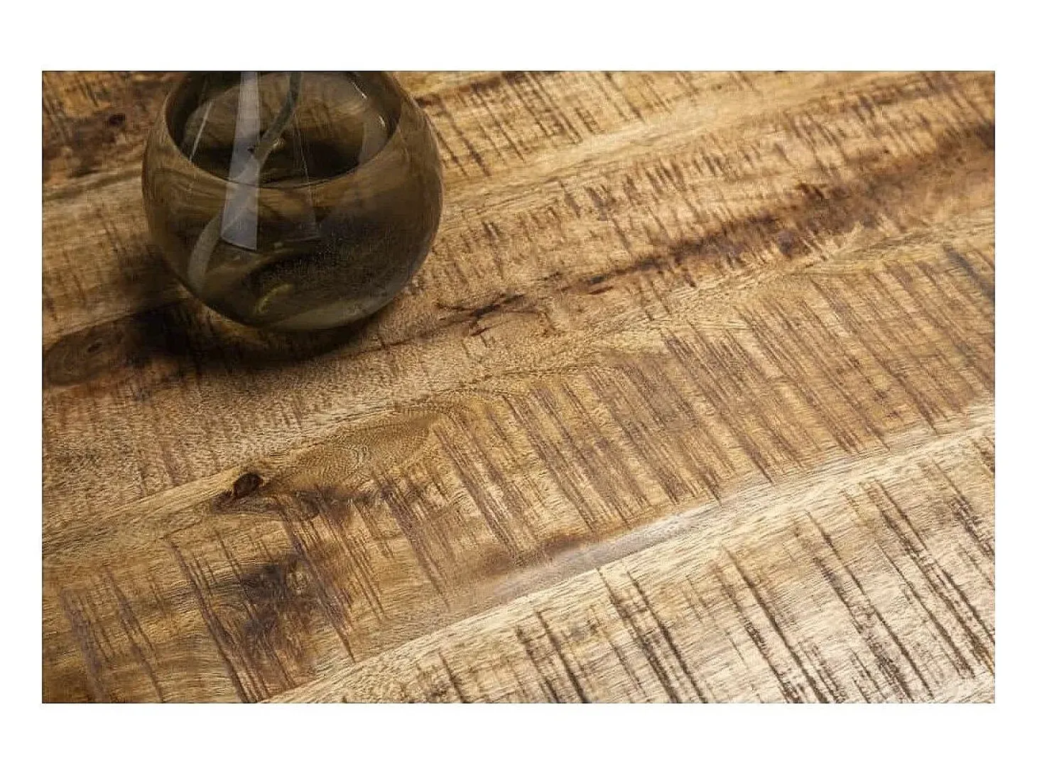 Mesa de comedor SOLARA 180 cm Tablero en madera maciza de mango y metal negro