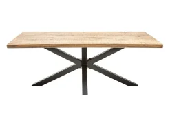 Mesa de comedor SOLARA 180 cm Tablero en madera maciza de mango y metal negro