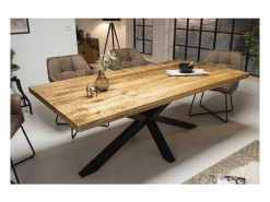 Mesa de comedor SOLARA 180 cm Tablero en madera maciza de mango y metal negro