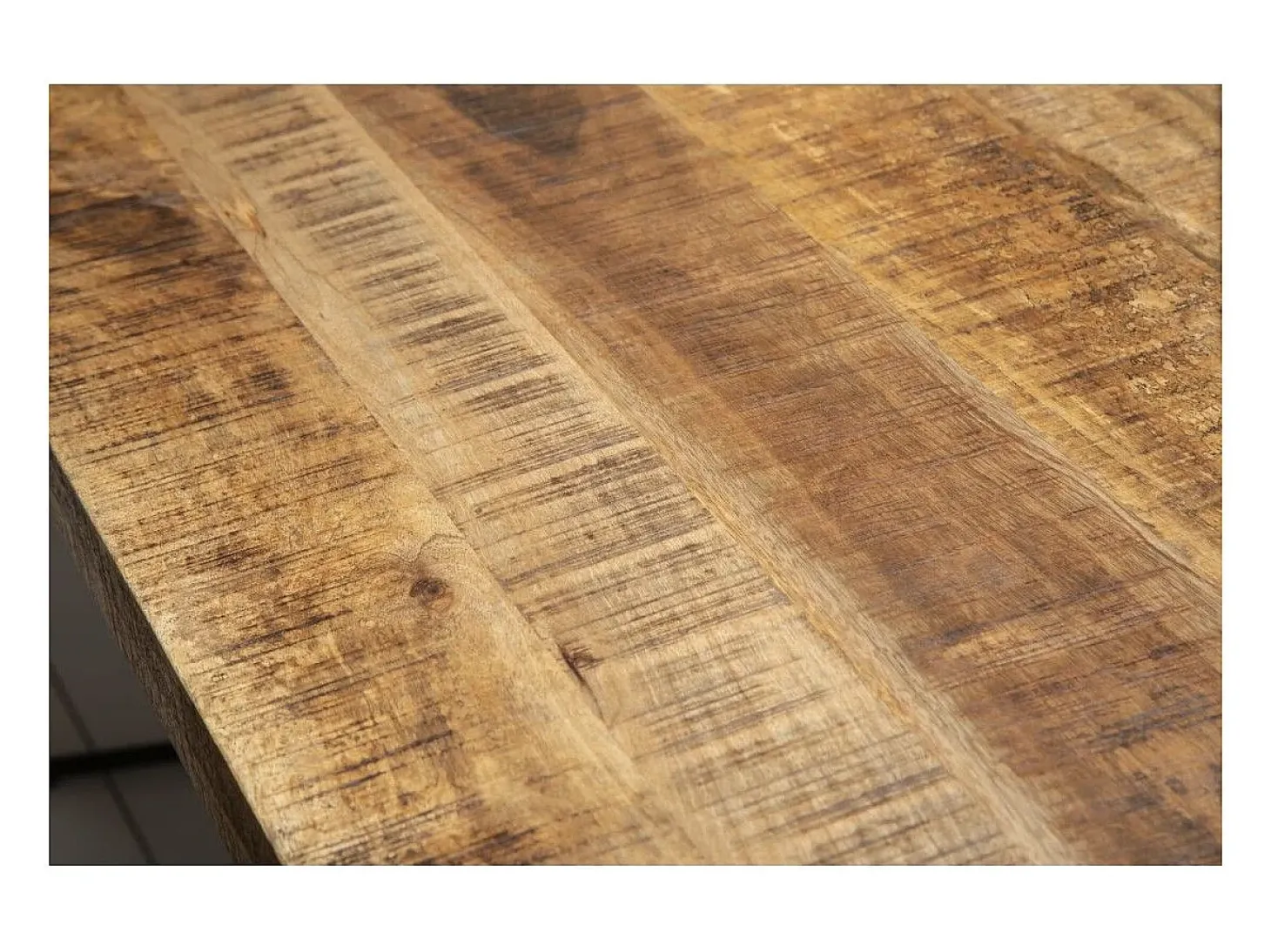 Mesa de comedor SOLARA 180 cm Tablero en madera maciza de mango y metal negro
