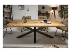 Mesa de comedor SOLARA 200 cm – Tablero de madera maciza y metal negro