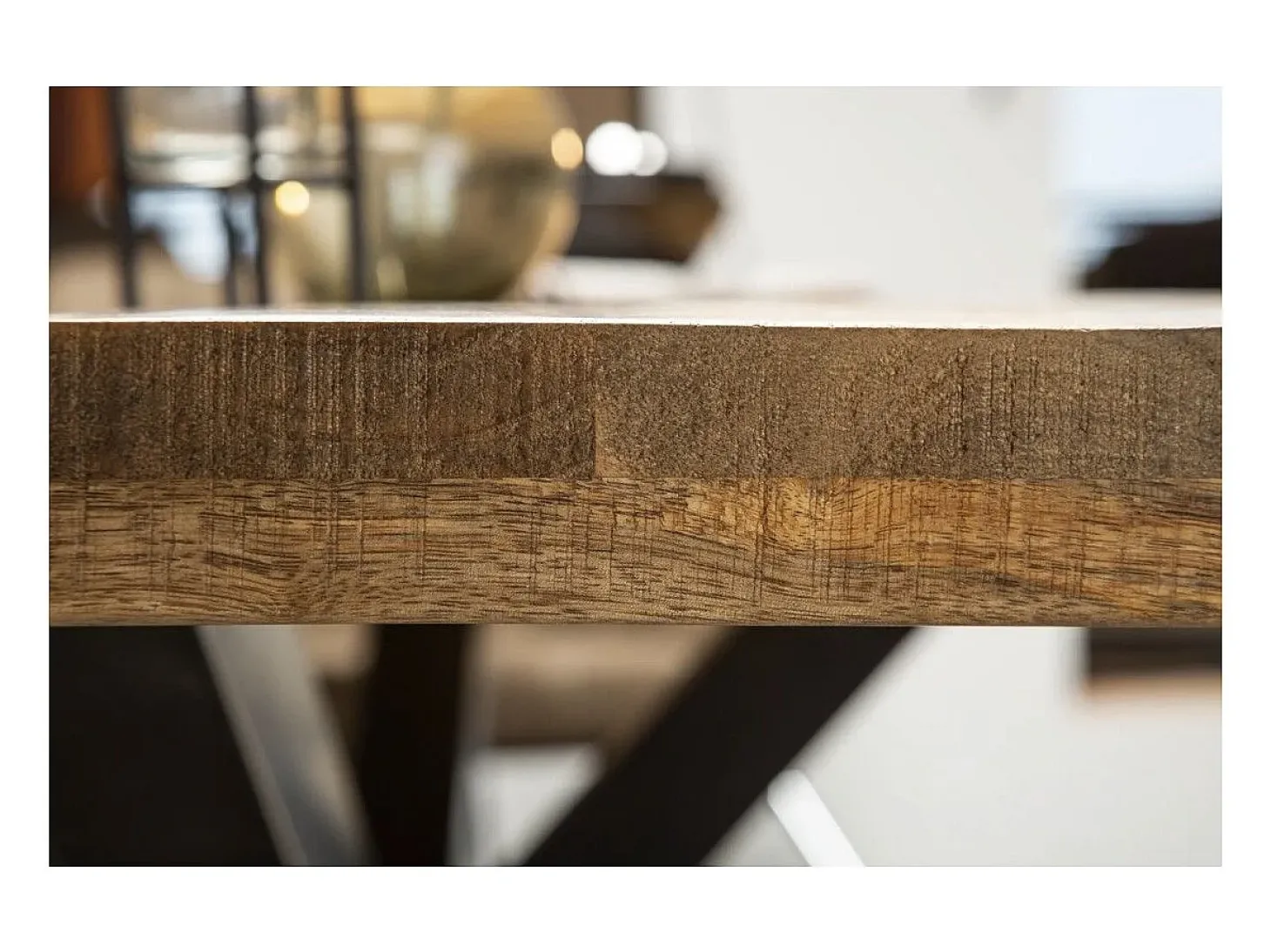 Mesa de comedor SOLARA 200 cm – Tablero de madera maciza y metal negro