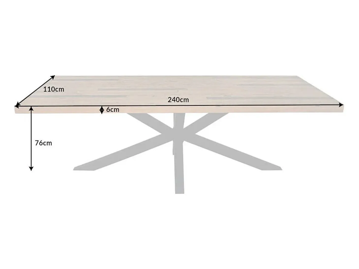 Mesa de comedor SOLARA – Madera de pino reciclado barnizado y metal negro – 240 cm – Estilo industrial