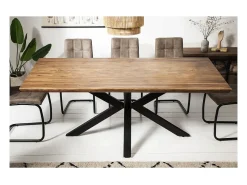 Mesa de comedor SOLARA – Rectangular 180 cm – Madera maciza Sheesham y metal – Estilo industrial