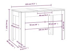Mesa de comedor Sonoma gris 120x60x76 cm madera de ingeniería