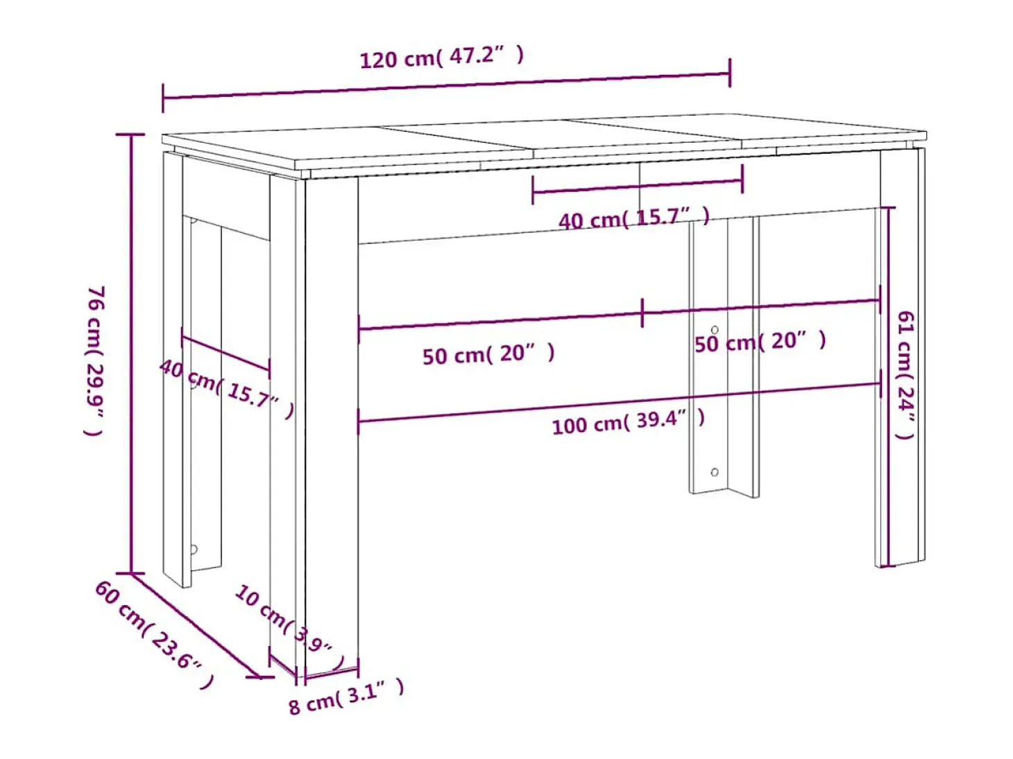 Mesa de comedor Sonoma gris 120x60x76 cm madera de ingeniería
