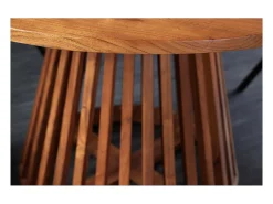 Mesa de comedor TALMA 130 cm – Tablero redondo en acacia barnizado – Espíritu rústico y acogedor