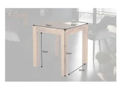 Mesa de comedor TAVINA 70 cm – Cuadrada en madera maciza de Sheesham barnizada