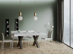 Mesa de comedor Tsara 160 cm rectangular de fresno blanco con patas de metal gris oscuro