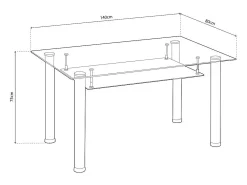 Mesa de comedor Tyra Cristal - Cromo