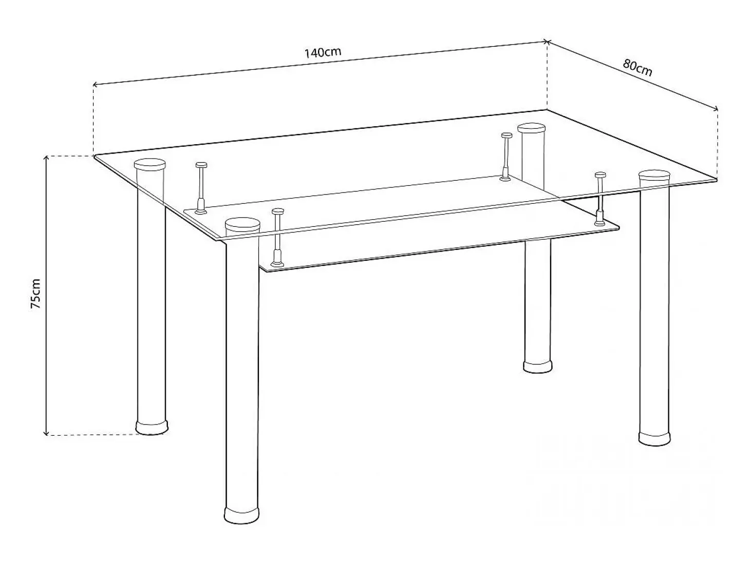 Mesa de comedor Tyra Cristal - Cromo