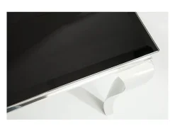 Mesa de comedor VELENA – Acero pulido y vidrio negro – 200 cm – Estilo barroco moderno