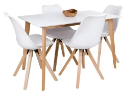 Mesa de comedor Voos 70x120 cm en color blanco y natural.