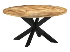 Mesa de comedor Ø150x76 cm madera maciza de mango en bruto