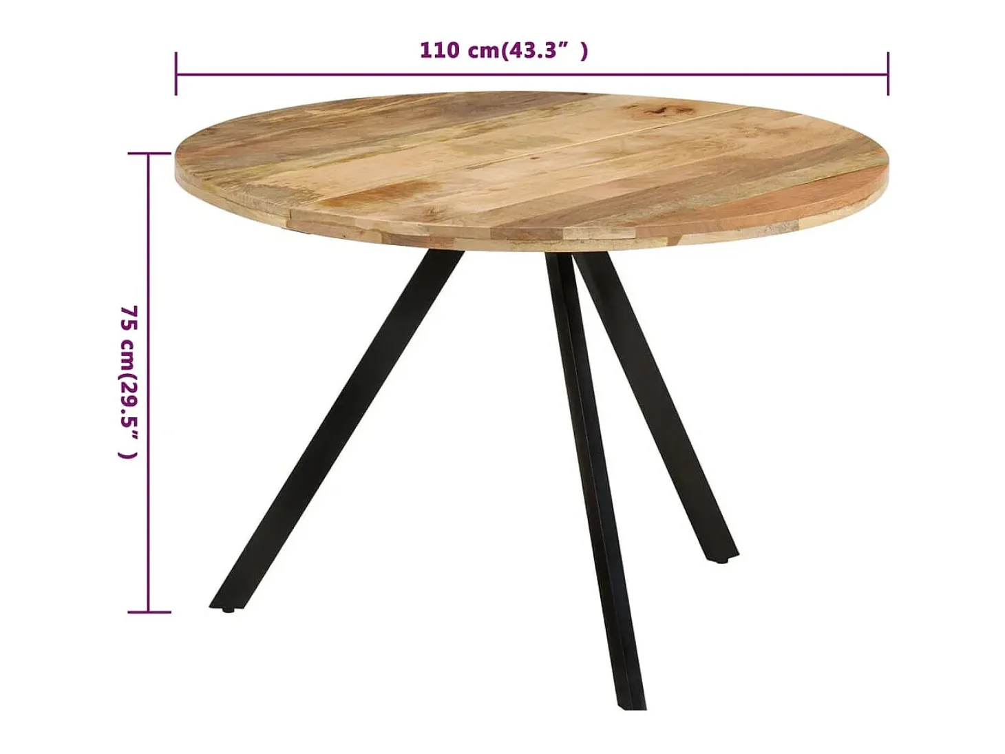Mesa de comedor 110x75 cm Madera maciza de mango