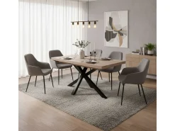 Mesa de comedor Xena extensible forma rectangular roble Honey/negro 76x140-180-220x90 cm Adec