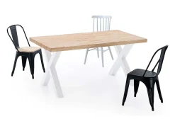 Mesa de comedor X-Loft rectangular diseño nórdico roble Nordish/blanco 76x160x90 cm Adec