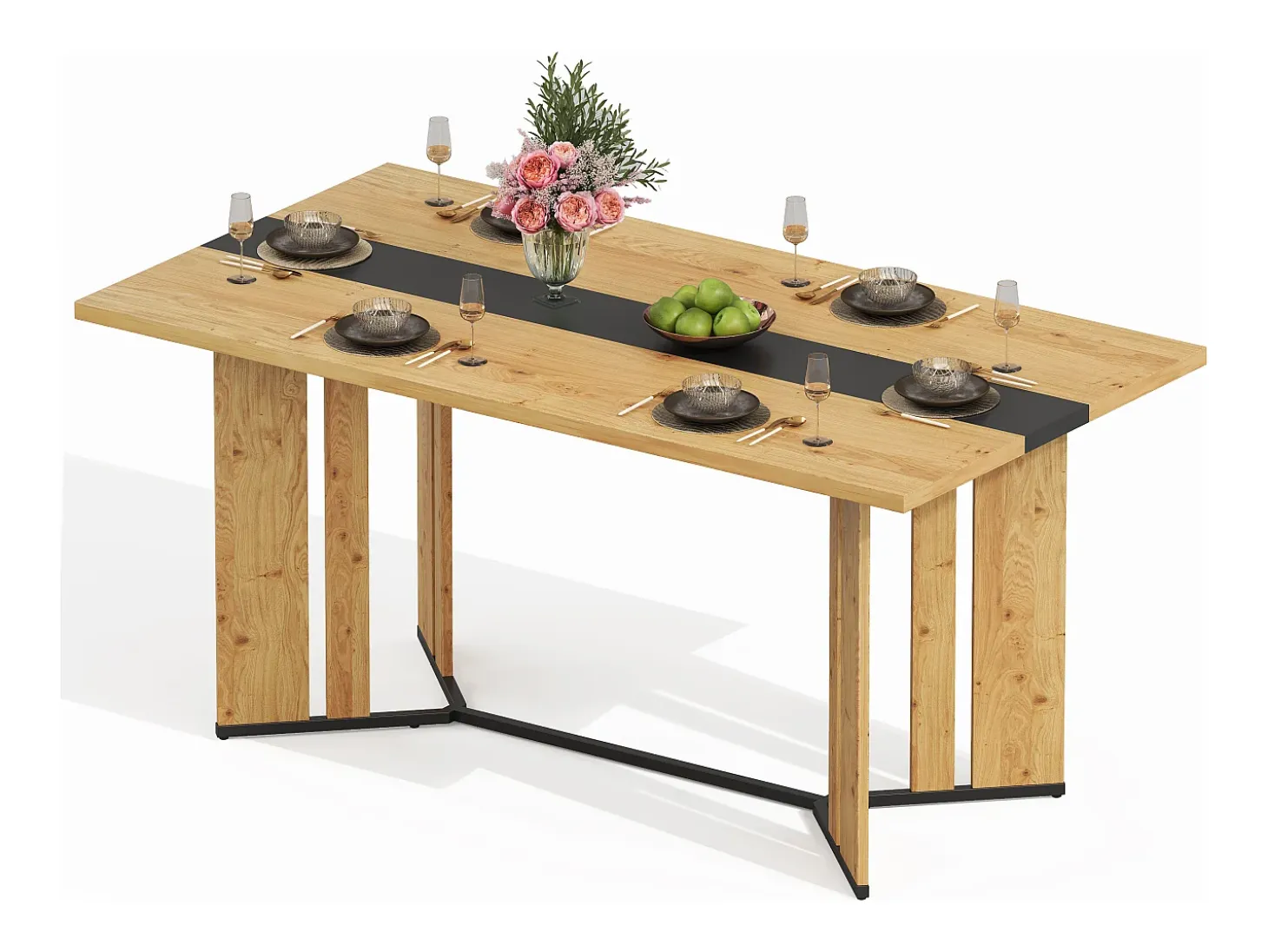Mesa de comedor 150x80x76 cm - grano de madera - capacidad para 6-8 personas - MDF - Natural